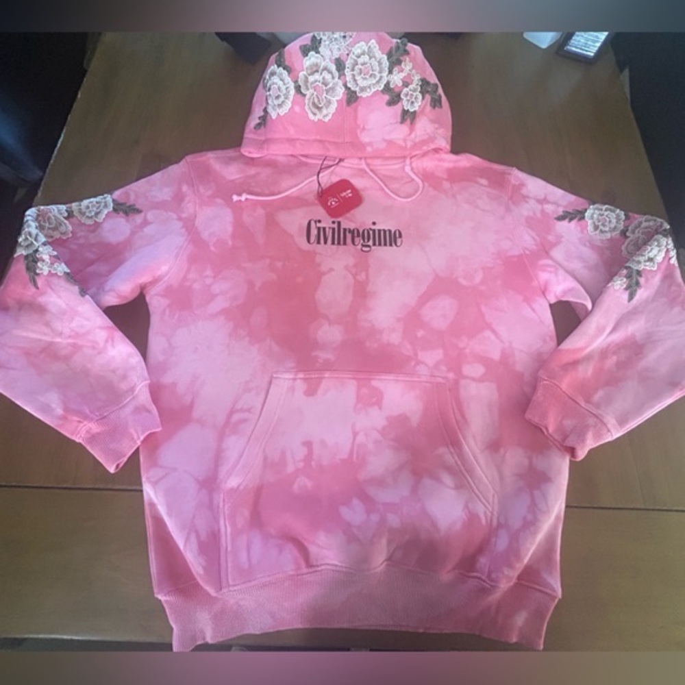 NWT Civil Regime x Disney Mini Mouse Pink Embroidered Floral Hoodie